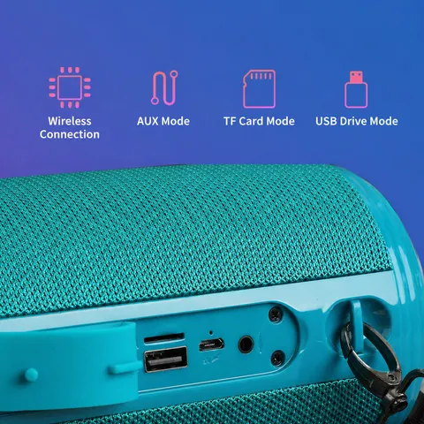 Outdoor Portable Bluetooth Speaker Wasserdichter Kabelloser Subwoofer Mit Bunten LED-Lichern TWS Stereo Dual Diaphragma Musikplayer