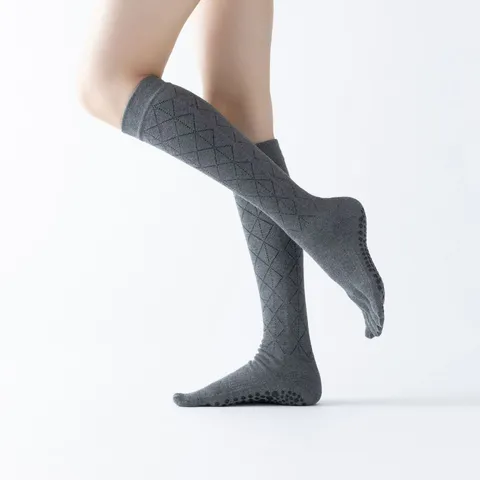 Women Over The Knee Yoga Socks Non Slip Five Toe Athletic Long Socks Breathable Cotton Dance Warm Over Knee Socks