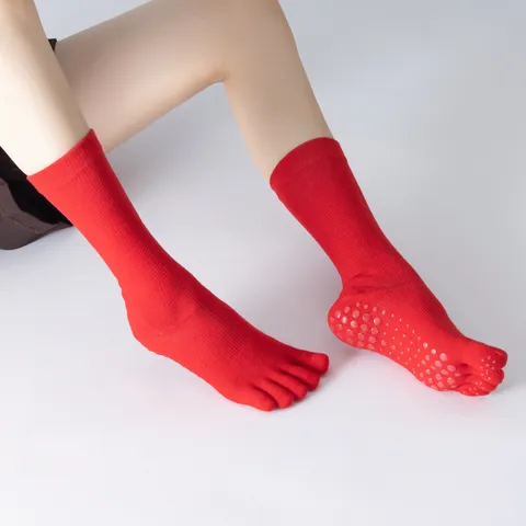 Women's Five Toe Yoga Socks Anti Slip Pilates Compression Dance Floor Socks Cotton Athletic Sports Socks