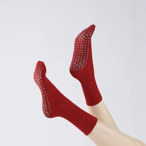 Calcetines de Yoga Antideslizantes para Mujer Mezcla de Algodón Transpirable Calcetines de Pilates Deportivos para Fitness Hogar Uso Diario