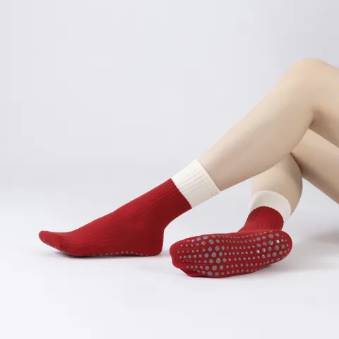 Calcetines de Yoga Antideslizantes para Mujer Mezcla de Algodón Transpirable Calcetines de Pilates Deportivos para Fitness Hogar Uso Diario