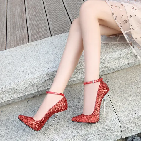 Zapatos de Tacón Alto Stiletto con Puntera Afilada y Lentejuelas Brillantes para Mujer Zapatos de Fiesta de Bodas de Club Nocturno