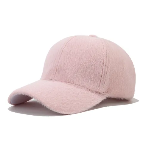 Casquette de Baseball en Imitation Vison pour Hommes Femmes Chaude Hiver Peluche Chapeau de Protection Solaire Extérieure
