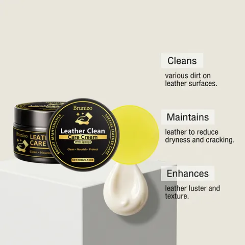 Brunizo Leather Care Cream Automotive Interior Cleaner Three In One Leather Nourishing And Protecting Cream With Sponge