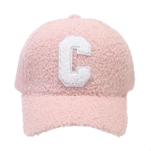 Gorra de Béisbol de Lana de Cordero para Mujeres Hombres Bordado de la Letra C Invierno Cálido Engrosada Teddy Fleece Snapback Hat Casual