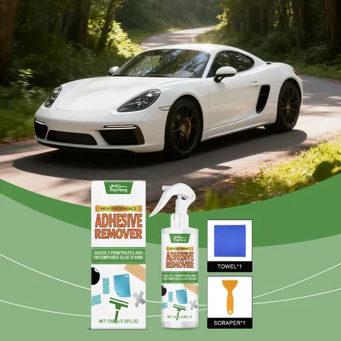 Automotive Adhesive Remover Spray Kit With Cleaning Scraper And Microfiber Towel For Car Window Glass Glue Residue