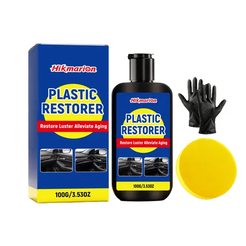 Hikmarion Auto Kunststof Restorer Set Interieur Bekleding Reinigings- en Restauratiemiddel met Spons en Handschoenen