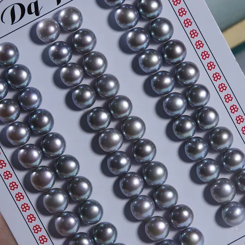 Perla d'Acqua Dolce Grigio Forma Bottone Mezzo Forato Perle Sciolte per DIY Gioielli Orecchini Anello Materiale Irradiato Grado 4A Perle