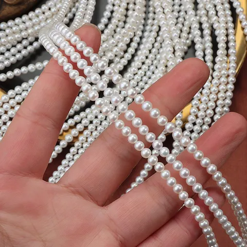Filo di Perle d'Acqua Dolce Naturali Perforate Tonde Perline Sciolte Baby Pearl per Fai da Te Collana Creazione Gioielli Bianco Filo Senza Chiusura