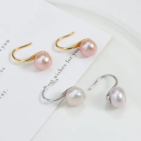 Elegante Süßwasserperlen Ohrringe Für Damen 925 Sterlingsilber Haken Ohrringe Stiletto Design Einfacher Schmuck Geburtstagsgeschenk
