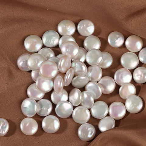 Natural Freshwater Pearl Baroque Button Flat Round Loose Bead For DIY Jewelry Making Component Earring Necklace Material
