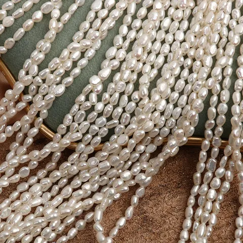 Natural Freshwater Pearl Loose Beads Strand Irregular Baroque Rice Shape High Luster Drilled For DIY Jewelry Making Bracelet Necklace Component Artisan