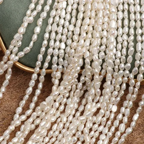 Natural Freshwater Pearl Loose Beads Strand Irregular Baroque Rice Shape High Luster Drilled For DIY Jewelry Making Bracelet Necklace Component Artisan