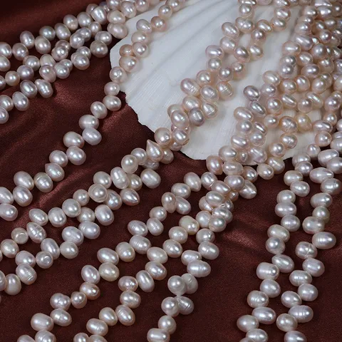 Natural Freshwater Pearl Rice Beads Loose Strand For DIY Jewelry Making Irregular Pink Cultured Pearl Beads For Handcrafted Designs