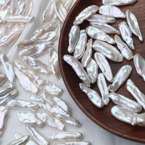 Natural Freshwater Pearl Baroque Biwa Perle Sciolte Forma Bastone Lunga Perforato Coltivate Irregolari Accessori per Gioielli Fai da Te Artigianato
