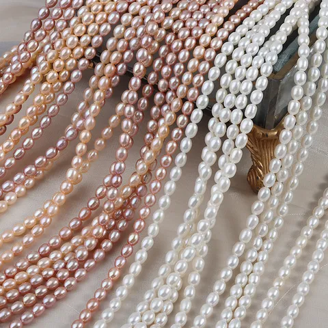 Perla d'Acqua Dolce Naturale a Forma di Riso Perle Sciolte Per il Fai da Te Creazione di Gioielli Liscio Filo di Perle a Riso per Collana Bracciale Donna Materiale Fatto a Mano