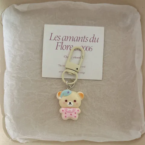 Cute Cartoon Pajamas Bear Rabbit Keychain Pendant Sweet Resin Animal Bag Charm Keychain For Best Friends Girls Gift Jewelry