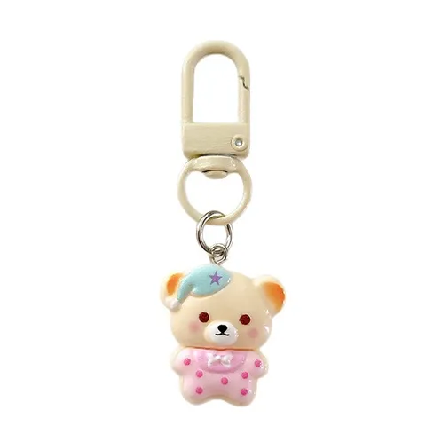 Cute Cartoon Pajamas Bear Rabbit Keychain Pendant Sweet Resin Animal Bag Charm Keychain For Best Friends Girls Gift Jewelry