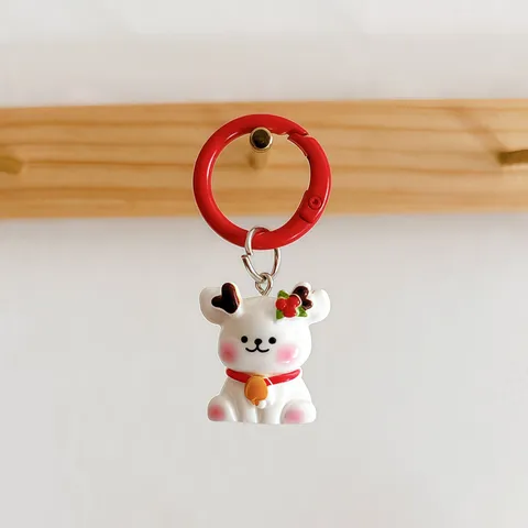 3D Cartoon Weihnachten Malteser Hund Schlüsselanhänger Harz Tasche Anhänger Niedlich Hund Schlüsselring Weihnachtsgeschenk Für Studenten Damen