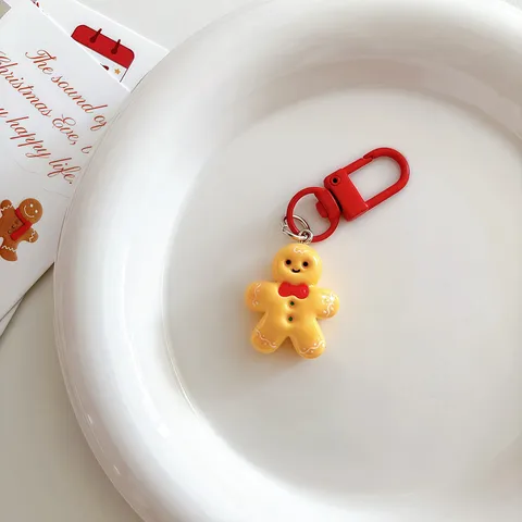 Cartoon Christmas Resin Keychain Pendants Santa Claus Snowman Xmas Tree Gingerbread Man Hanging Ornament Bag Accessories Holiday Gifts