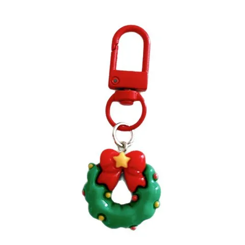 Cartoon Christmas Resin Keychain Pendants Santa Claus Snowman Xmas Tree Gingerbread Man Hanging Ornament Bag Accessories Holiday Gifts