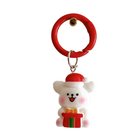3D Cartoon Weihnachten Malteser Hund Schlüsselanhänger Harz Tasche Anhänger Niedlich Hund Schlüsselring Weihnachtsgeschenk Für Studenten Damen