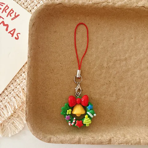 Süßer Weihnachts Handy Anhänger Cartoon Weihnachtskranz Weihnachtsbaum Handy Lanyard Dekoration Geschenk Harz Zubehör