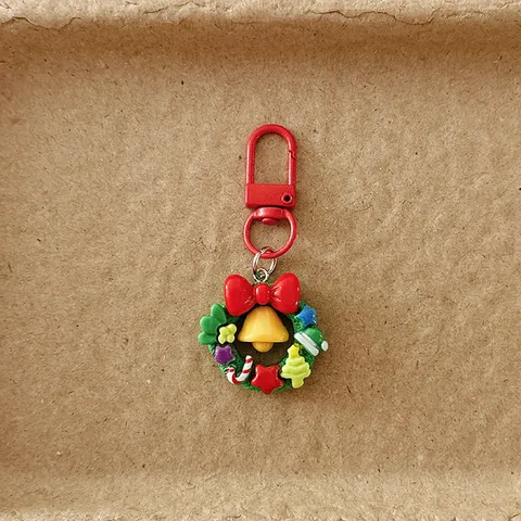 Cartoon Weihnachten Kranz Weihnachtsbaum Schlüsselanhänger Harz Tasche Anhänger Rucksack Ornament Festival Geschenk