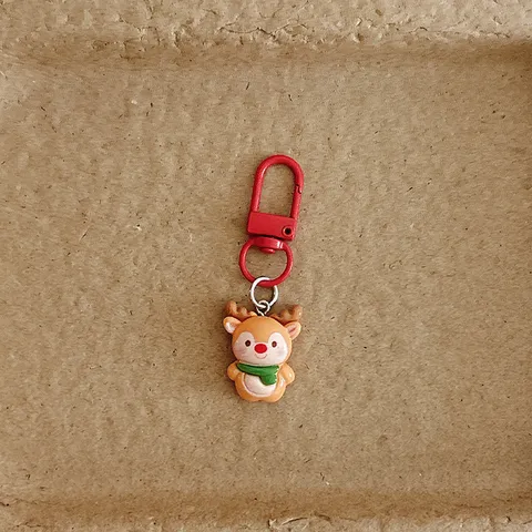 Cute Cartoon Christmas Keychain Resin Santa Claus Reindeer Gingerbread Man Bag Pendant For Student Holiday Gift Accessories