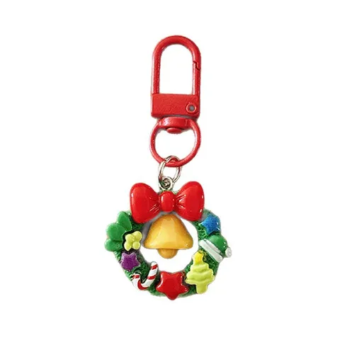 Cartoon Weihnachten Kranz Weihnachtsbaum Schlüsselanhänger Harz Tasche Anhänger Rucksack Ornament Festival Geschenk