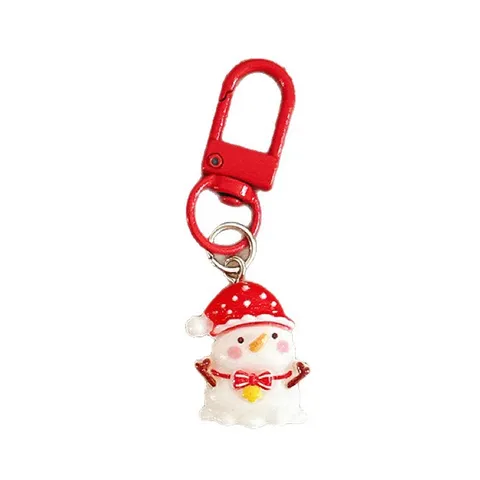 Joli Porte-clés en Résine de Noël Dessin Animé Pendentif coloré Père Noël Bonhomme de Neige Charme Sac à Dos Ornement Suspendu Cadeau de Fête