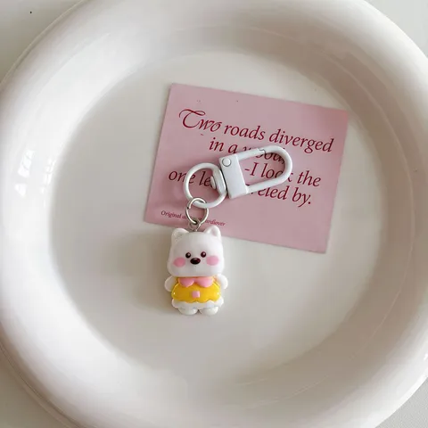 Cute Cartoon Resin Westie Dog Keychain For Women Girls Lovely Puppy Bag Pendant Backpack Charm Creative Daily Friends Small Gift Jewelry