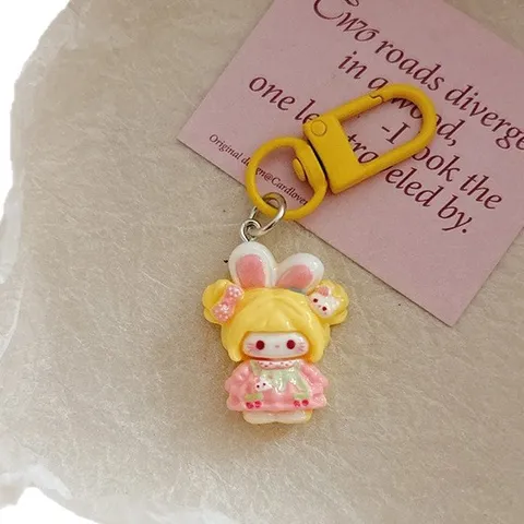 Schattig Konijnenoren Kat Meisje Cartoon Sleutelhanger Hars Tas Hanger Voor Rugzak Decoratie Kawaii Anime Accessoire Cadeau