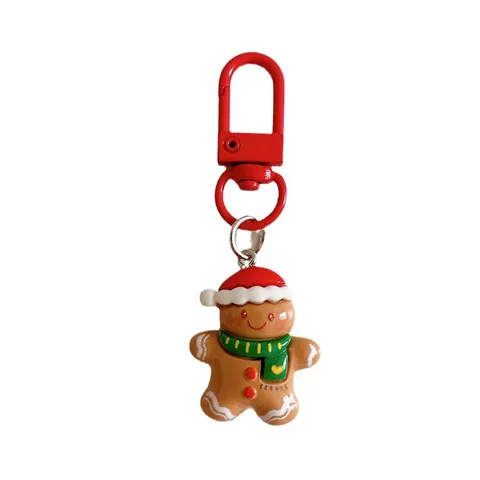 Cute Cartoon Christmas Keychain Resin Santa Claus Gingerbread Man Christmas Tree Bag Pendant Accessories Festival Gift