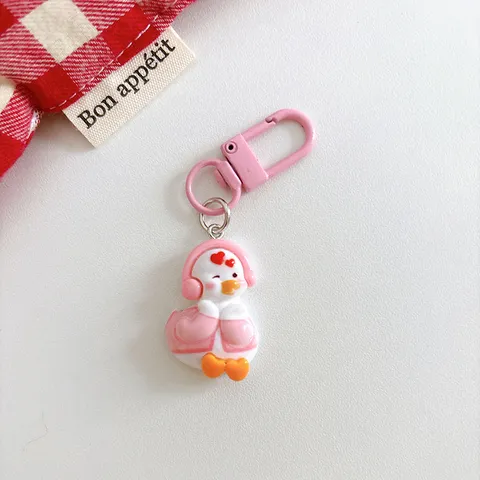 Cute Cartoon Social Duck Resin Keychain Funny Quirky Animal Bag Pendant Backpack Decoration Accessory Charm Friend Gift
