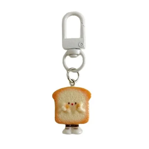 Cute Supporting Chin Food Series Keychain Resin Cartoon Toast Star Ice Cream Rice Ball Bag Pendant For Students Girls Accessory