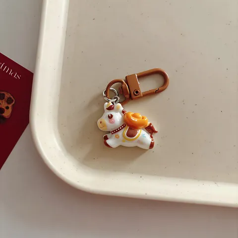 Cartoon Little Horse Keychain Lucky Mascot Bag Pendant For Women Men Resin Creative Animal Key Ring Year Of The Horse Gift