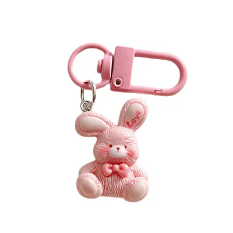 Cute Cartoon Animal Keychain Resin Dog Bear Rabbit Cat Penguin Bag Charm Student Backpack Pendant Girly Gift Keyring