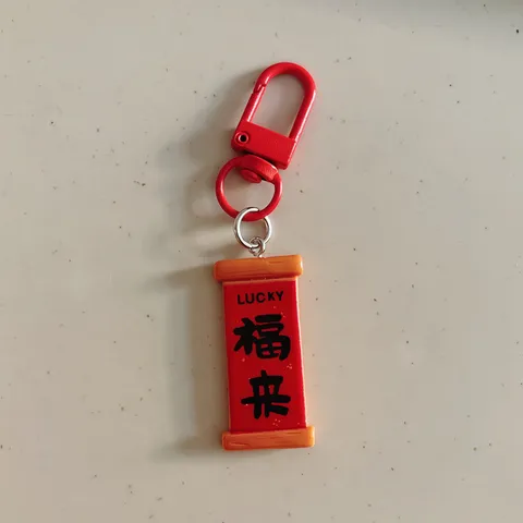 Chinese Style Resin New Year Red Couplet Scroll Keychain Pendant Decorative Blessing Blessing Characters Key Ring Bag Charms Festival Fortune Ornament