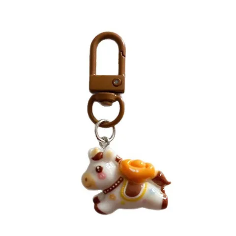 Cartoon Little Horse Keychain Lucky Mascot Bag Pendant For Women Men Resin Creative Animal Key Ring Year Of The Horse Gift