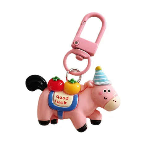 Cute Cartoon Pony Keychain Resin Good Luck Horse Bag Pendant Student Schoolbag Charm Creative Birthday Small Gift For Kids
