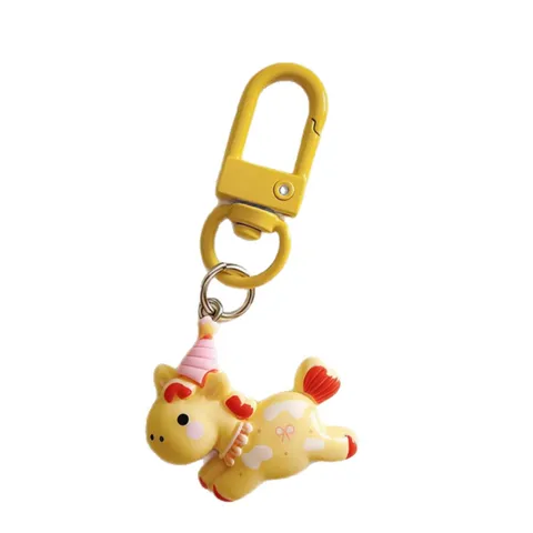Cute Cartoon Running Pony Keychain Resin Animal Horse Bag Pendant Key Ring For Kids Students Backpack Decoration Gift