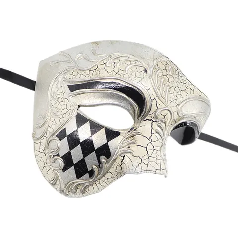 Máscara de Mascarada Veneciana Retro Estilo Fantasma de la Ópera Media Máscara Diseño Craquelado para Halloween Carnaval Fiesta Cosplay