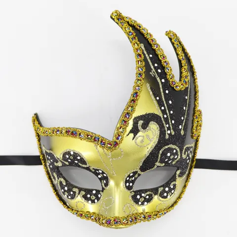 Máscara de Mascarada Veneciana Cuernos de Llama Cisne Negro Máscara de Fiesta Halloween Carnaval Purpurina Unisex