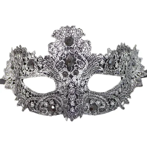 Elegante Máscara de Mascarada de Encaje con Strass Base de Plástico Diseño Calado para Halloween Carnaval Disfraz Cosplay Actuación Fiesta