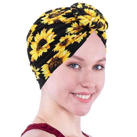 Gorro Turbante Espiral Vórtice para Mujer Poliéster Transpirable Envoltura de Cabeza Estampada Beanie Indio Accesorios de Moda