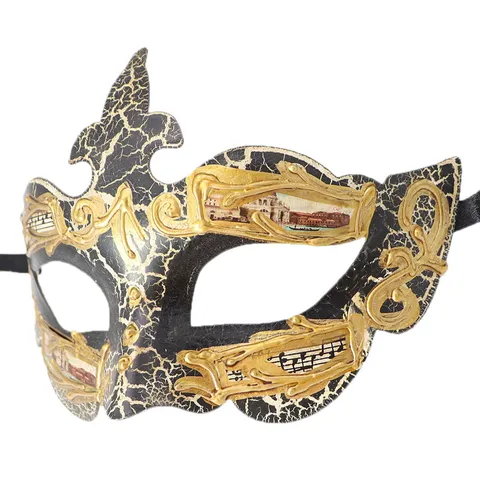 Máscara de Disfraces para Hombre Estilo Venecia Vintage Craquelado Oro Relieve Máscara para Halloween Carnaval Fiesta Decoración