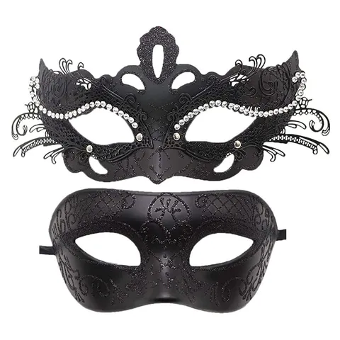 Couple Masquerade Masks Metal Iron Butterfly Roman Style Rhinestone Glitter Masks For Halloween Carnival Easter Party Decor