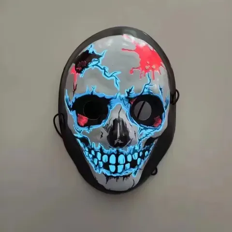 Halloween LED Light Up Skull Mask Horror El Wire Glowing Creepy Mascara For Costume Party Bar Festival Props Decorative Mask