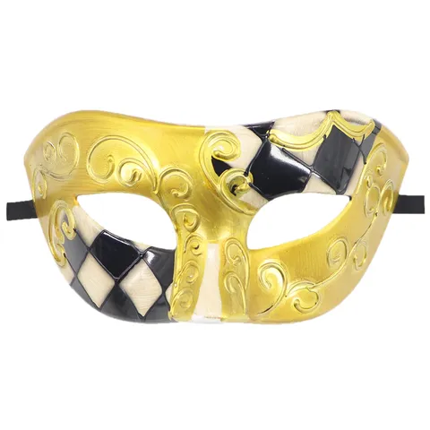 Venezia Maschera da Ballo Rétro a Scacchi Costume Occhi Mask Vintage Barocco Rilievo Mezza Faccia per Halloween Carnevale Festa